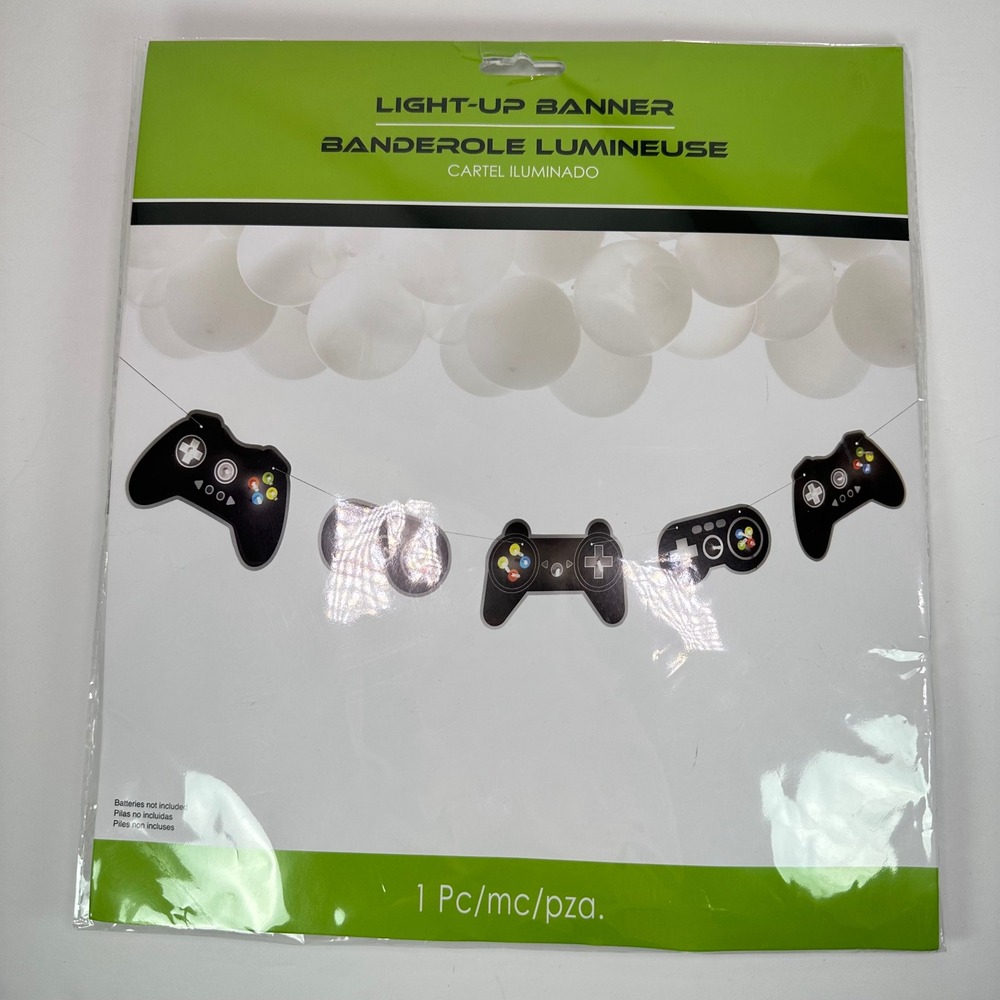 Video Game Controller Light Up Banner Birthday Party Decoration
